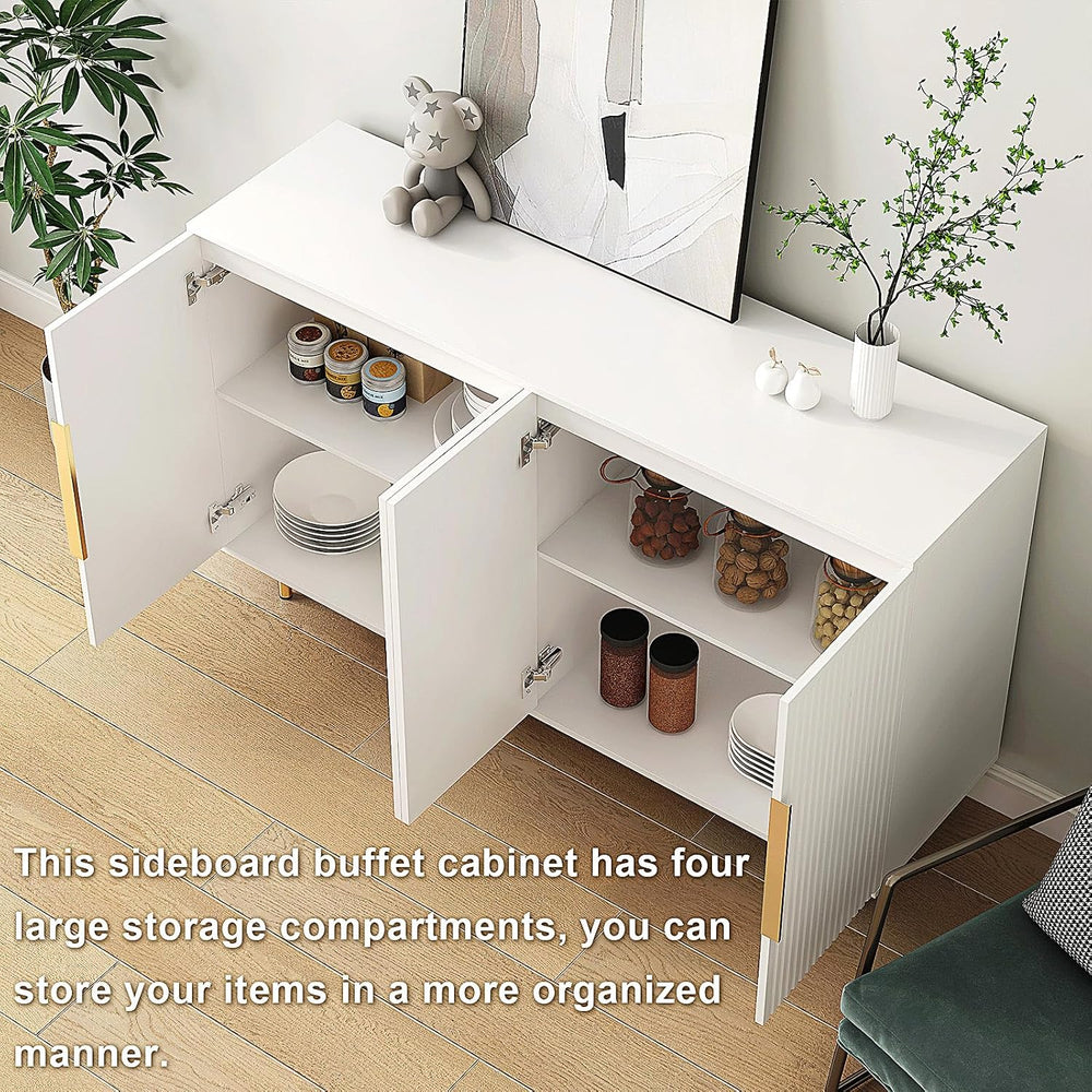 Sideboard Cabinet, 56" Large Buffet with Storage, Wood Credenza with 4 F...