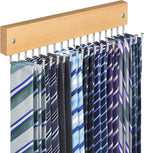 Tie Rack Belt Hanger Wall Mounted, Lomrsiul Non Slip 180 Degree Rotating Tie Organizer for Men Closet with 18 Hooks Closet Organizers and Storage for Tie Belt Necklace Purse Scarf Bag Natural 1 Pack