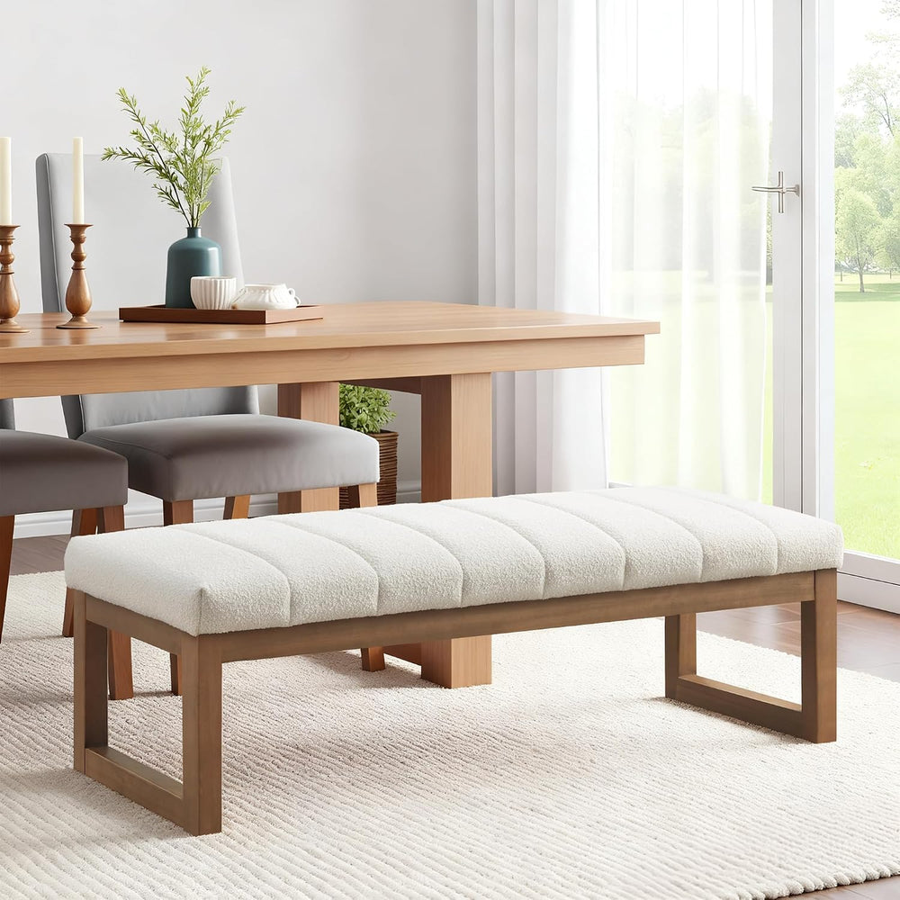 Zihanhome 52.7" Bedroom Bench for End of Bed, Modern Upholstered Teddy F...