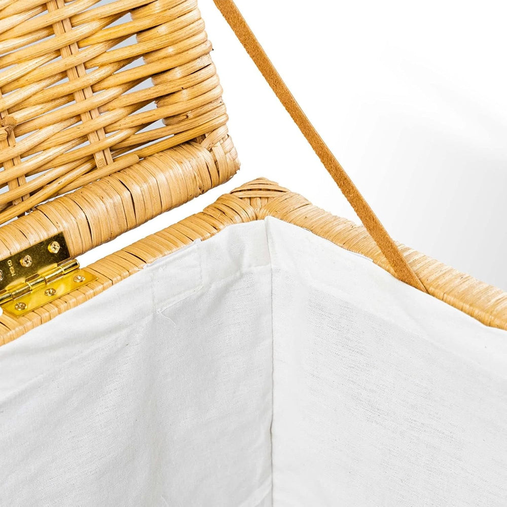The Basket Lady Deep Wicker Storage Trunk, L, Sandstone | Outside: 24" L...