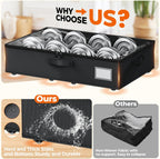 Underbed Storage with Wheels, 2 Pack Under Bed Storage Containers with Clear Lids No Assembly Required, 6.1 inch Rolling Under Bed Storage for Clothes, Shoes