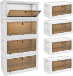 4 Tier Storage Bins with Lids 102QT - Stackable Containers with Wheels, Folding Boxes, Set of 25