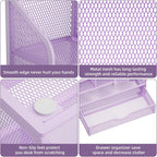 Marbrasse Mesh Pen Holder for Desk, Multi-Functional Pencil Organizer with Drawer, Desk Organizers and Accessories for Office Art Supplies (Purple)
