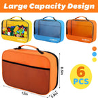 codree 6 Pack Large Oxford Cloth Toy Storage Bags, 13 x 8.5 x 3.9 Inch Visible Organizer Pouch with Zipper, Waterproof Travel Toy Storage for Building Blocks, Small Toys