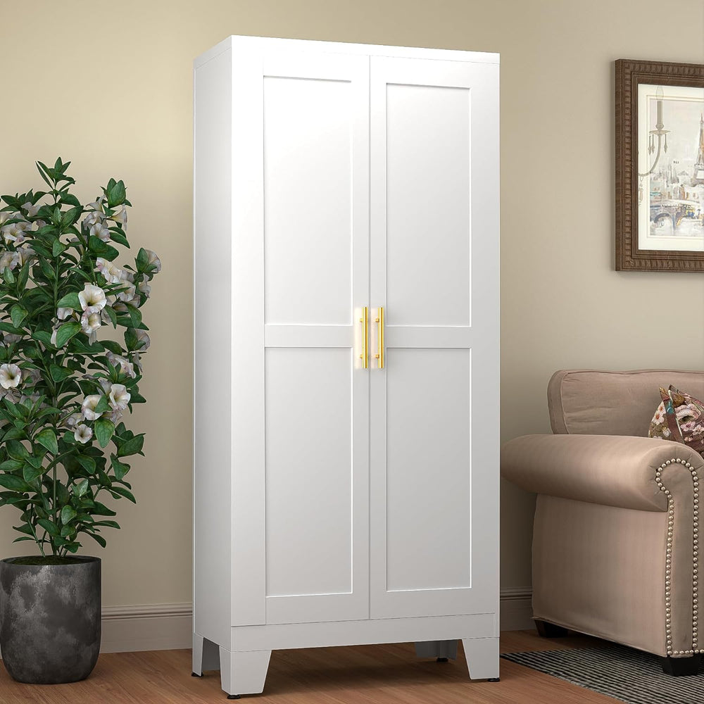 GAIOUS 61.02" Metal Pantry Cabinet, White Kitchen Pantry Storage Cabinet...