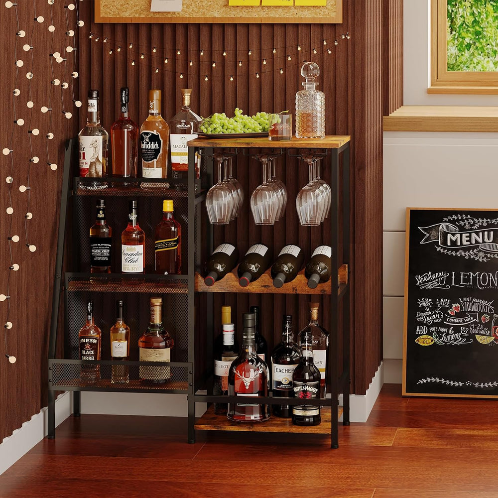 Versatile Liquor Stand for Home Bar, Wine Rack Freestanding Floor, Mini Bar T...