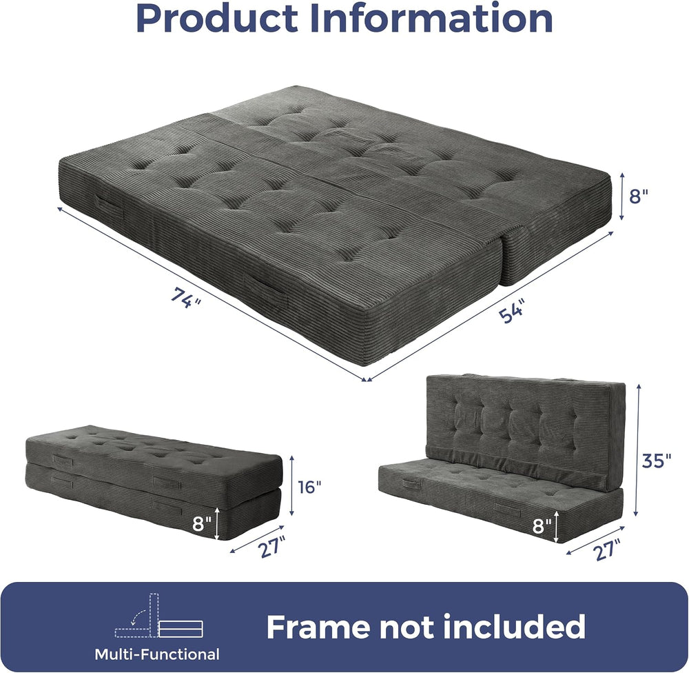 MAXYOYO Foldable Mattress, 8-Inch Tufted Futon Mattress with Handles | Tufted...