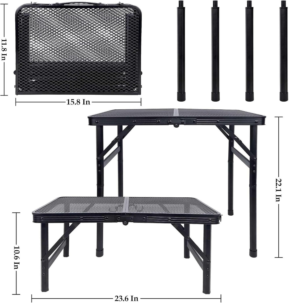 FORUP Small Folding Table, Camping Table with Mesh Desktop, Portable Picnic T...