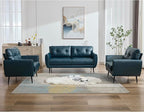 TYBOATLE Sofa Couch 61" Small Loveseat Couches for Living Room Leather Couch Mid Century Modern Tufted Mini Sofa Comfy Office 2 Seat Settee Love Seat Small Couches for Bedroom (3, Blue)