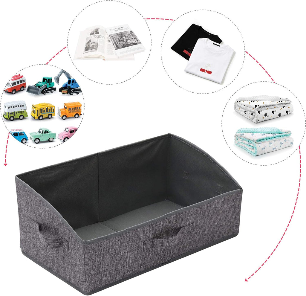 TENABORT 6 Pack Trapezoid Large Foldable Closet Storage Bins with Handle, Fabric Storage Organizer Cube Colth Containers Linen Box Shelf Baskets for Clothes Clothing Shelves Wardrobe