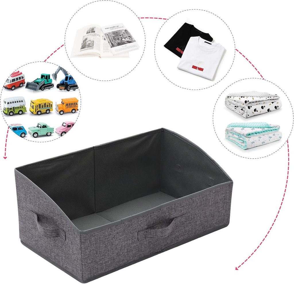 TENABORT 5 Pack Trapezoid Large Foldable Closet Storage Bins with Handle, Fabric Storage Organizer Cube Cloth Containers Linen Box Shelf Baskets for Clothes Clothing Shelves Wardrobe
