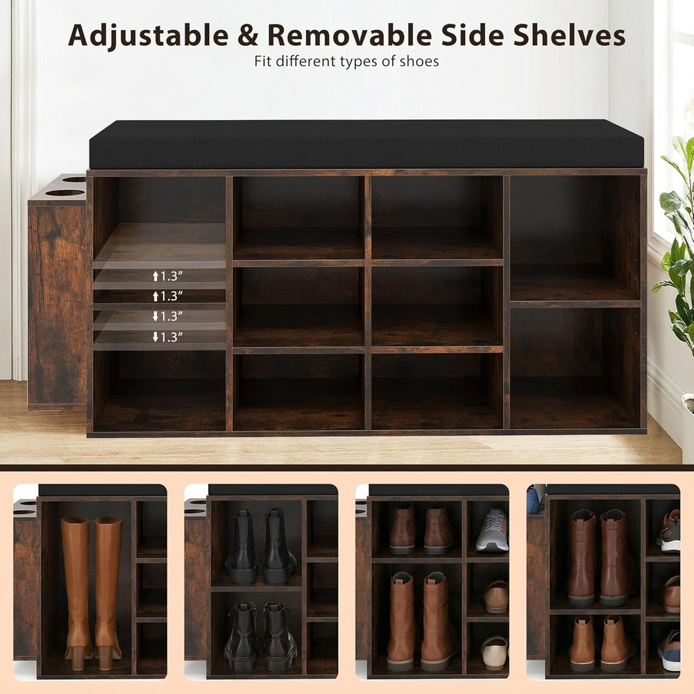 Tangkula Shoe Storage Bench with Umbrella Holder, 40" Shoe Organizer wit...