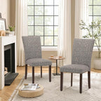 Parsons Dining Chairs Set of 6, Upholstered Nailhead Dining Room Kitchen Side Chair with Thick Cushions and Wood Legs, Black/White