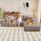 96" Modular Sectional Couch, Boneless L Shaped Cloud Sofa with Chaise Lounge, Corduroy Upholstered Couches Memory Foam Deep Seat, No Assembly Required, Ideal for Living Room(Camel, Right Facing)