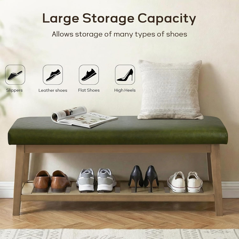 HUIMO Entryway Shoe Bench with Cushion, End of Bed Bench,Upholstered Bench fo...