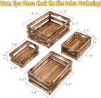 Set of 4 Large Torched Wood Decorative Storage Crates, Nesting Wooden Crates for Display Rustic, Farmhouse Wooden Storage Container Boxes Made from 100% Wood