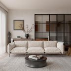 111" 3 Seater Cloud Sofa, Mid-Century Modern Sectional Couches with Thick Cushion, Modular Couch with High Sofa Legs, Sofa Furniture for Small Space Living Room Office Apartment, Light Brown