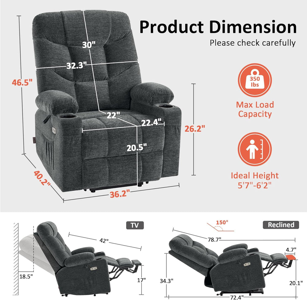 MCombo Power Lift Recliner Chair with Extended Footrest for Elderly People, F...