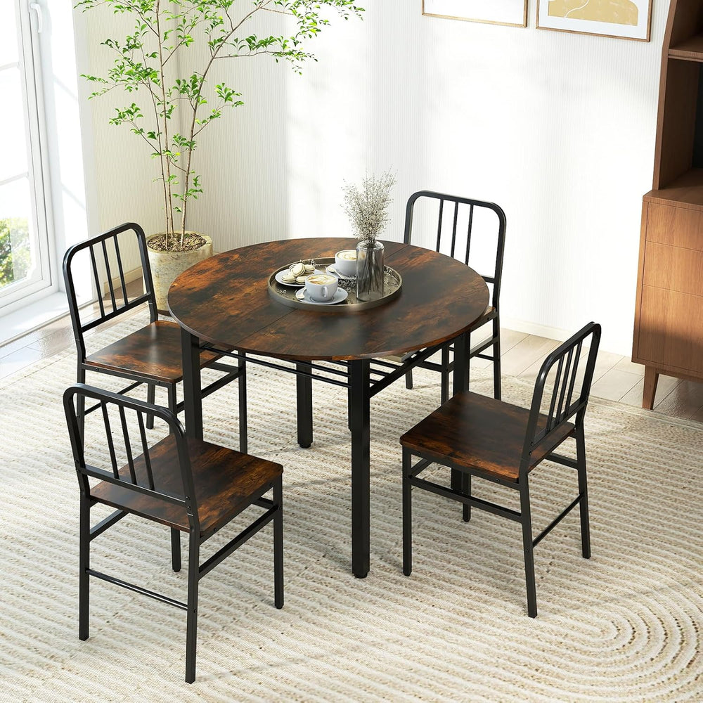 GOFLAME 5-Piece Round Dining Table Set for 4, Space-Saving Kitchen Table and ...