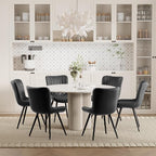 Dining Chair Set of 6 PU Leather Dining Room Chairs Upholstered Comfy Dining Chairs Modern Kitchen Armless Side Chair with Sturdy Metal Legs,Black