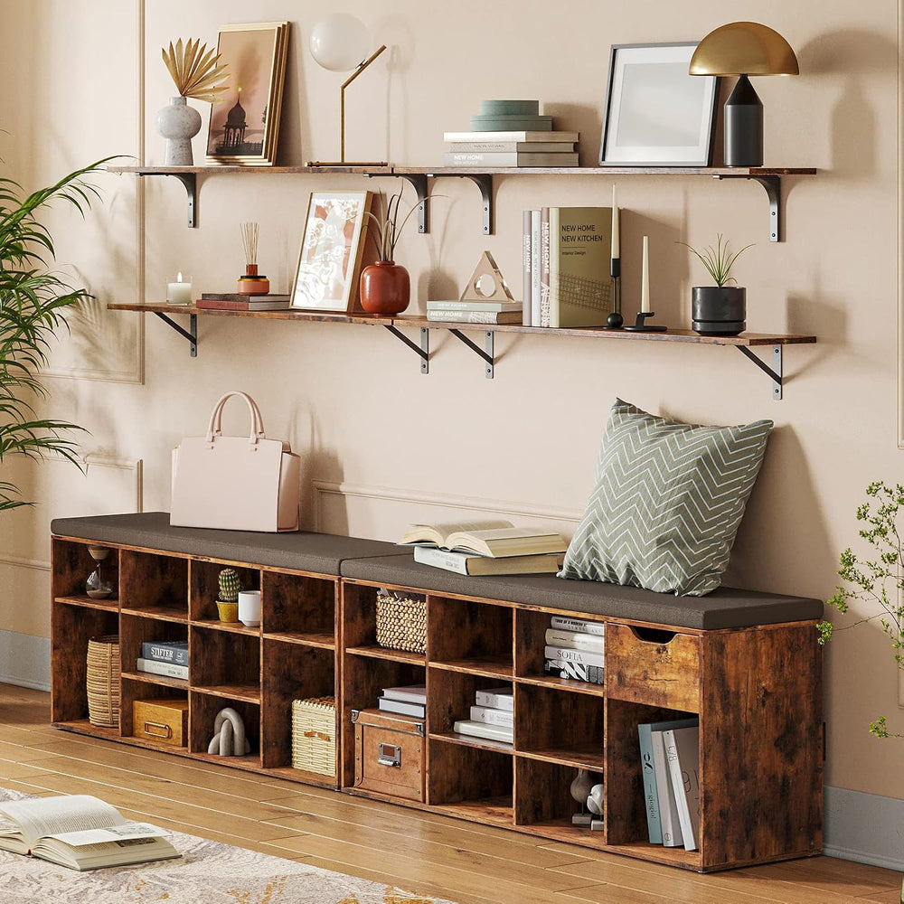 DINZI LVJ Long Wall Shelves, 55.1Inch Wooden Wall Mounted Shelves, Set of 2