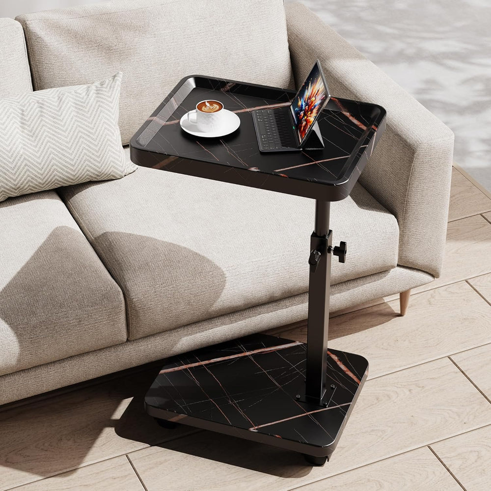 C Table End Table Adjustable Height, 360°Swivel TV Tray Table for Small Space...