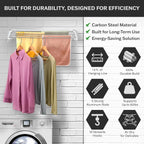 Wall Mounted Laundry Drying Rack, Retractable & Foldable, 31.5" Wide, 13.2 Linear Ft, 5 Heavy-Duty Aluminum Rods, 60 lb Capacity, Space-Saving Design, Easy Installation, Indoor/Outdoor (White)