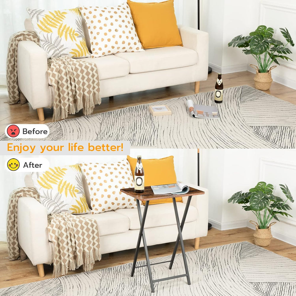HOOBRO Folding TV Tray Table, TV Trays for Eating Set of 4 with Stand, Foldin...