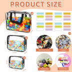18 Packs Toy Storage Bags with Labels, Clear PVC Puzzle Storage Bags, Waterproof Travel Toy Organizer Bags with Zipper for Building Blocks Kids Books (3 Size)