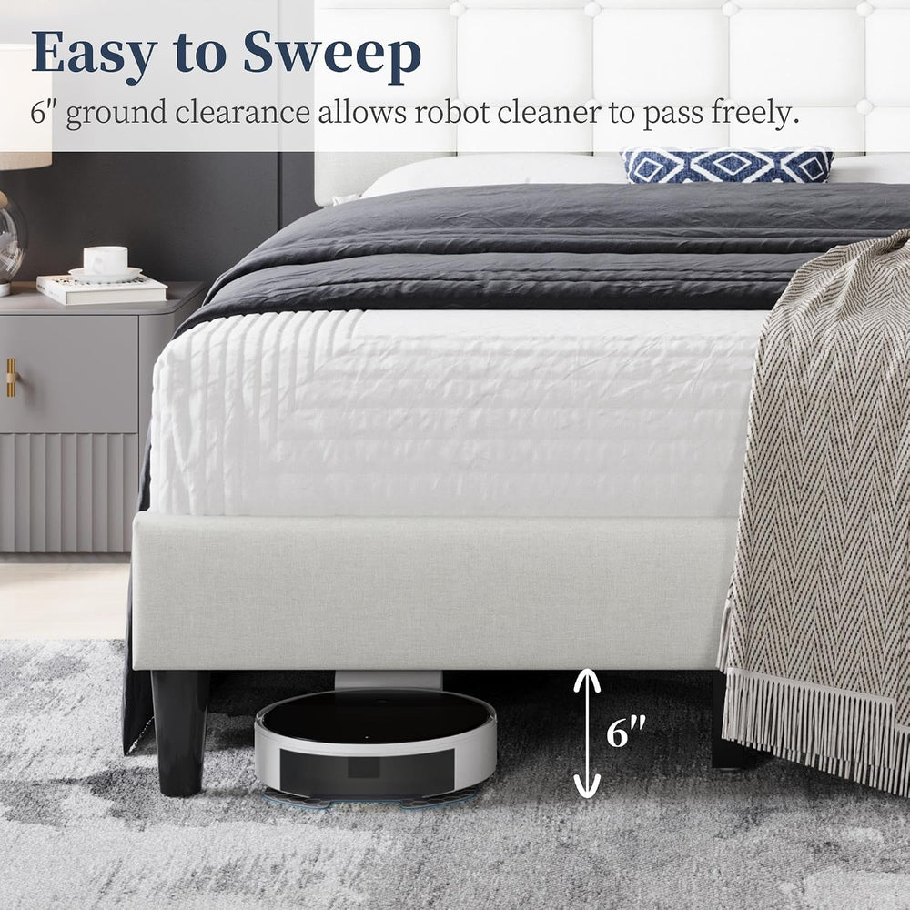 Yaheetech Full Size Upholstered Tufted Bed Frame with Headboard