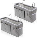2 Pack Bedside Storage Caddy Organizer Bedside Hanging Storage Bag with Pockets for Headboards Bunk Beds Dorm Rooms Book Phone Magazine Holder Bunk bed Shelf Accessories (Grey)