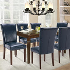COLAMY Mid Century Modern Dining Chairs Set of 4, Upholstered Kitchen Chairs with Back, Farmhouse Fabric Side Dining Room Chairs with Wood Legs for Dining Room Kitchen Restaurant, Blue