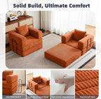 37.4in Convertible Sofa Bed, Corduroy Boneless Couch Bed, Futon Sleeper Sofa Pull Out Bed, Foldable Couch for Living Room Apartment, No Assembly Required