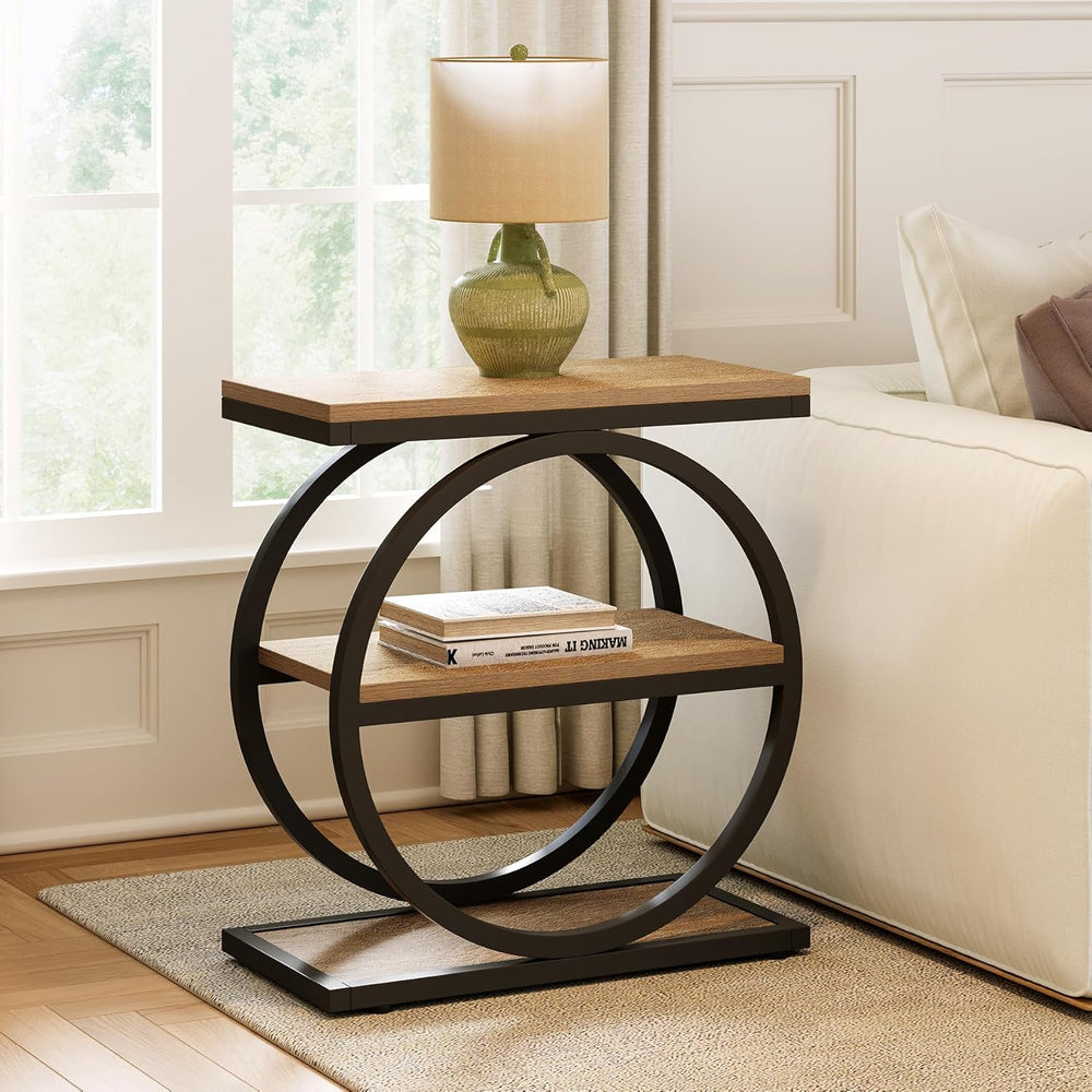 LITTLE TREE 3-Tier End Table, Side Table with Storage Shelves, Small Sofa Sid...