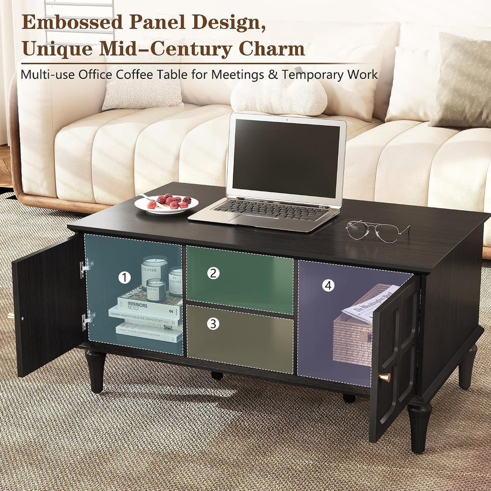 ARTPOWER 3 Piece Mid-Century Living Room Table Set, Black | Coffee Table and ...