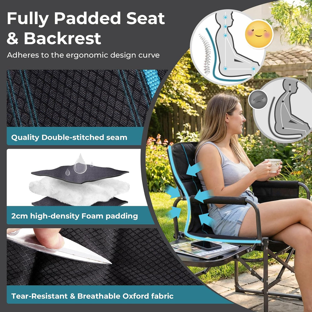 FUNDANGO Oversized Folding Chairs for Outside, Fully Padded Camping Director ...
