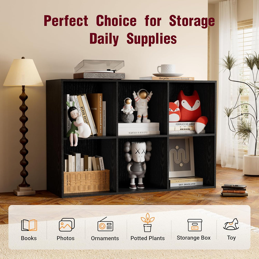 Book Shelf, Wooden Cube Storage Organizer with 11" Open Cubes, Stackable...