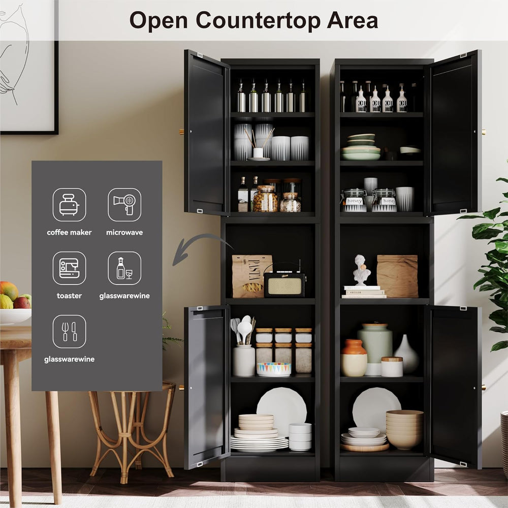 YAUWOH 2-Door Metal Storage Cabinet, Tall Slim Pantry Organizer with 3 Adjust...