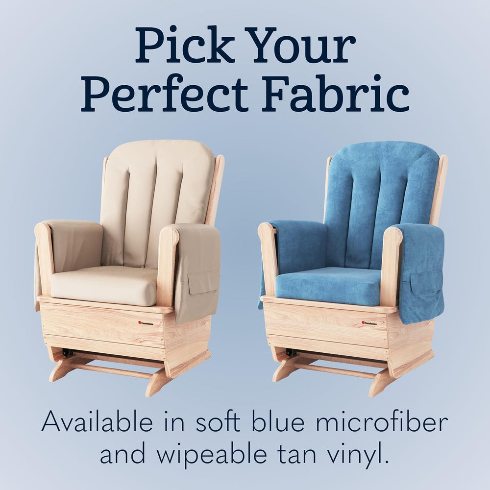 Foundations SafeRocker Standard Glider Rocker Chair, Blue Microfiber