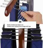 Tie Rack Tie Hanger 24 Hooks Wooden, Tank Top Hanger,Belt Organizer for Closet,with Upgraded 360°Rotating, Belts Scarves Accessories for Bras,Tank Tops,Camisoles…