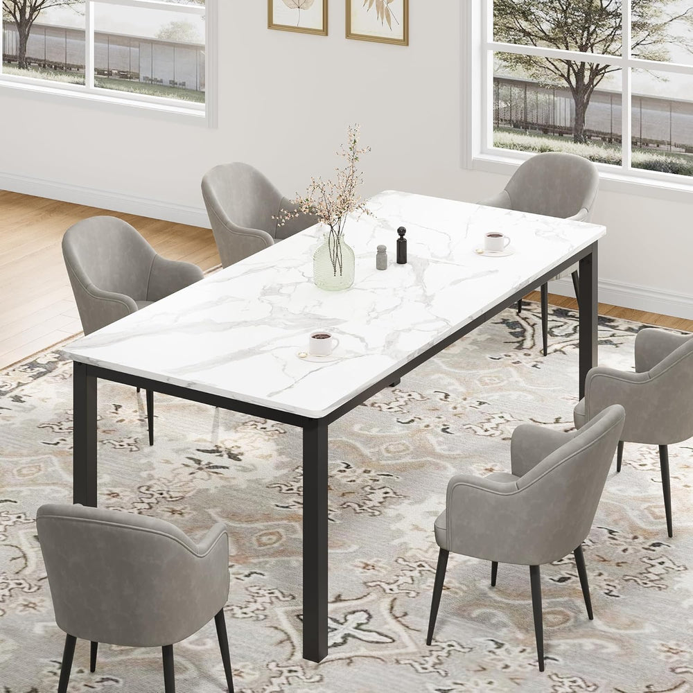 79 Inch Industrial Dining Table, Large Rectangle Kitchen Table with Metal Leg...
