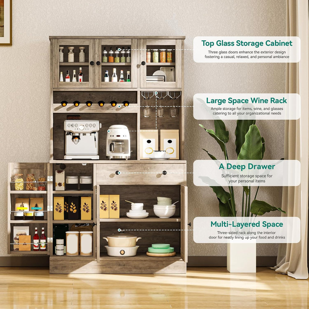 YITAHOME 71''H Kitchen Pantry Cabinet, Grey | Tall Cabinet with Drawe...
