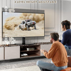 Universal Swivel/Table Top TV Stand 27 to 60 inch TVs 80 Degree Swivel, 4 Level Height Adjustable, Heavy Duty Tempered Glass Base, Holds up to 99lbs Screens, HT04B-001