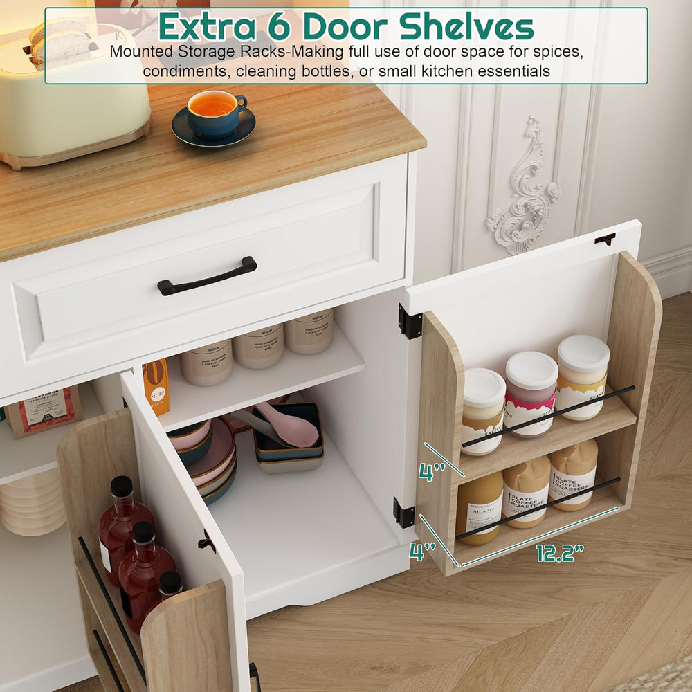 71" Tall 47" Wide Large Pantry Storage Cabinet w/ Power Outlet,LED ...