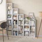 Tall Cube Storage Organizer Bookcase, 5 Tier 11 inch Open Back Cubical Shelf with Thickened Border, Display Bookshelf for Living Room, Home Office, Sturdy Room (White, 5 Cube,Vertical)