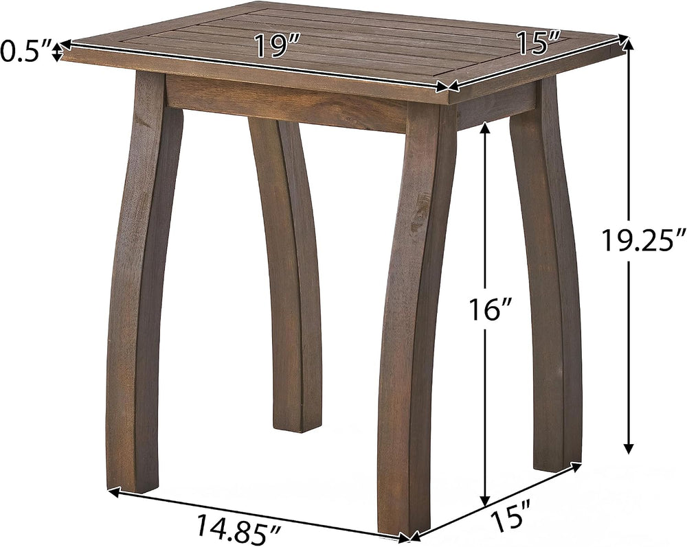 Selma Accent Table: Modern Acacia Wood Side Table - Compact 19x19 Inch End Ta...