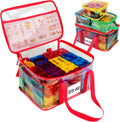 4 Pack Magnetic Tiles Storage Bag with Manual Pocket& Name Tag, Whole Clear PVC Magnetictiles Organizer Case for Magnetic Tiles, Building Blocks, Toy Cars, Board Game, Puzzle (Colorful)