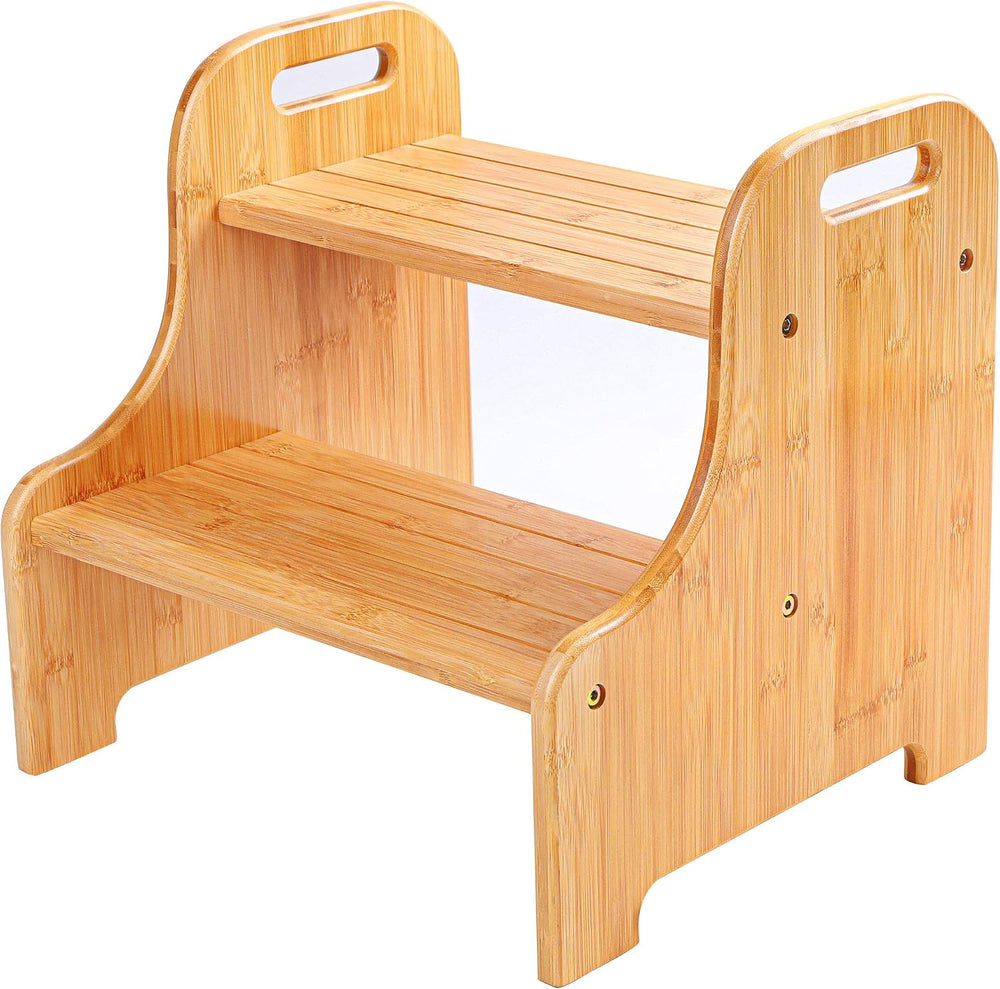 VaeFae Bamboo 2-Step Stool | 350LBS, Non-Slip, Built-In Handles, Suitable for...