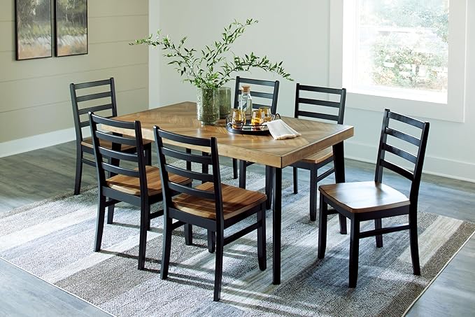 Signature Design by Ashley Blondon Rectangular Dining Room Table Set with 6 C...