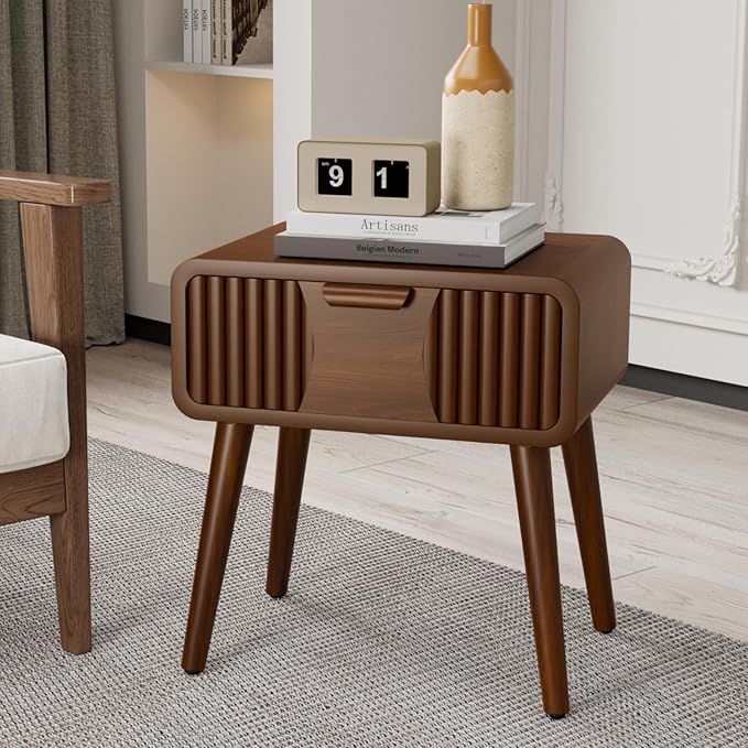 COSIEST Mid Century Modern Nightstand, MCM Vintage Bedside Table with Storage...